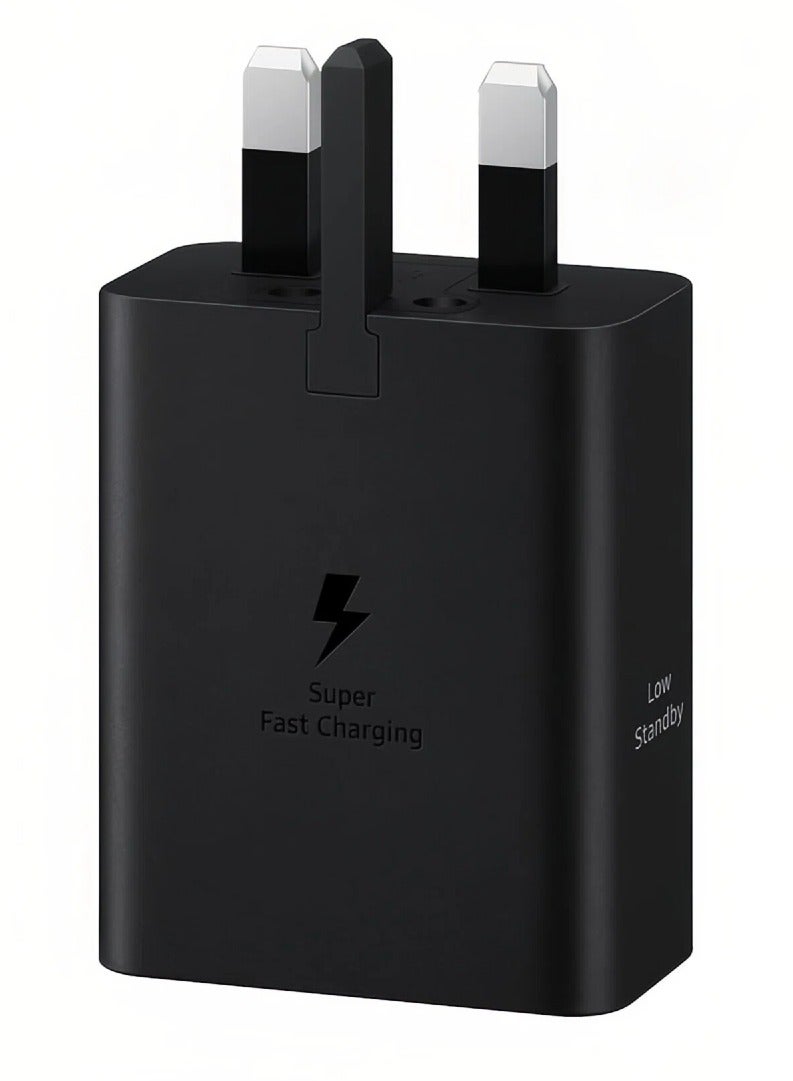 متوافق مع محول طاقة سامسونج 50 واط مزدوج مع كابل USB-C، منفذين 5A 1.8 متر، شحن سريع، 3 دبابيس، دعم الأجهزة المتعددة - أسود - Image 3